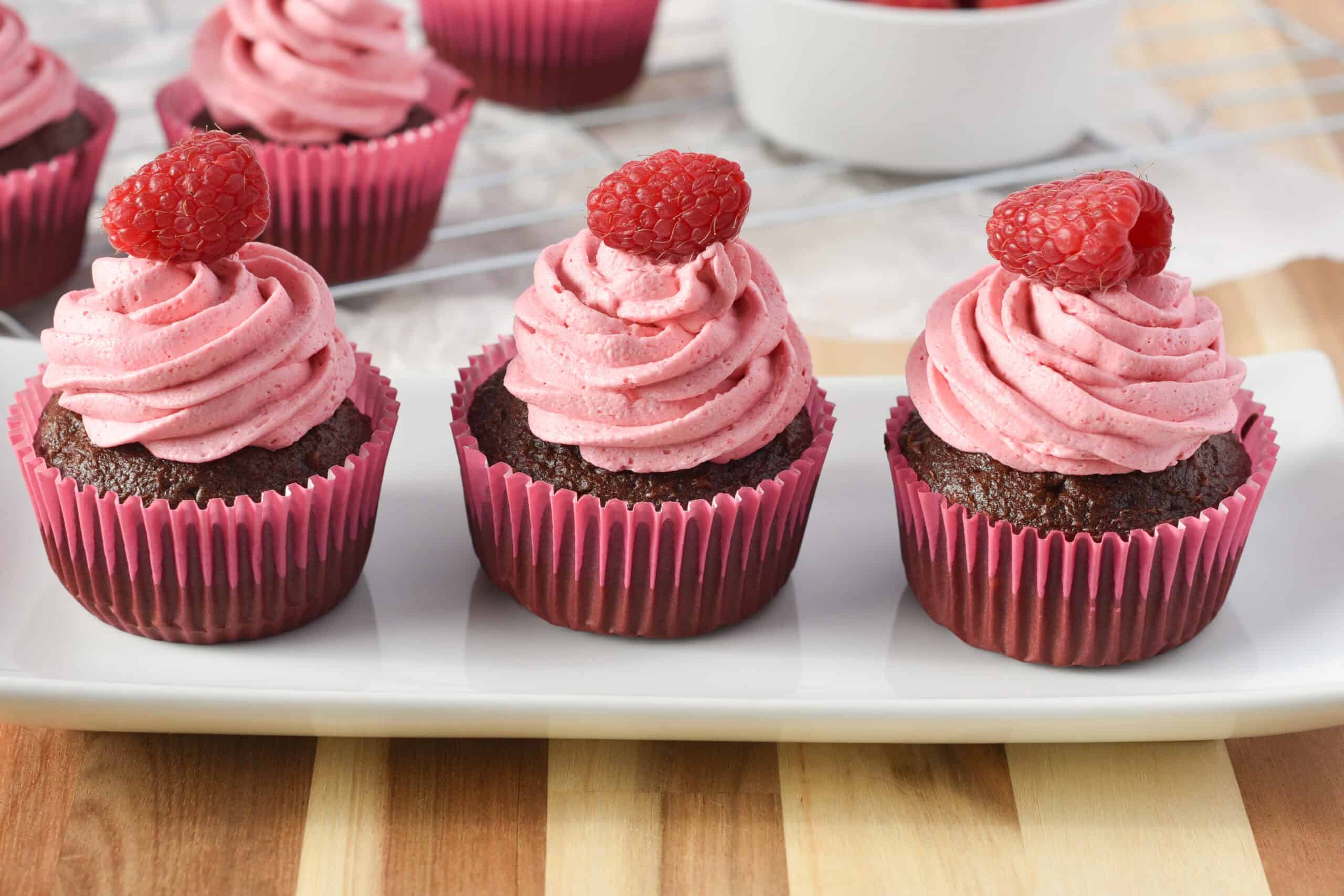 Chocolate Raspberry Cupcakes with Raspberry Buttercream Frosting