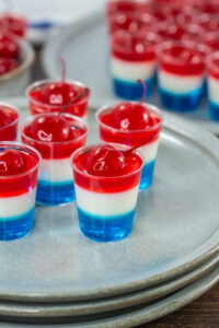 Easy 4th of July Jello Shots Recipe [Red, White and Blue Layered Shooters]